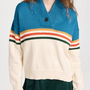 RARE THE GREAT Henley Stripe Sweater, Medium, NWOT